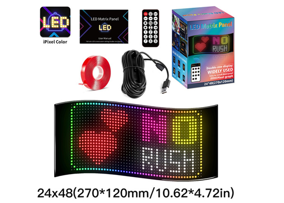 24 * 48 LED নমনীয় হালকা প্রদর্শন APP কন্ট্রোল গাড়ি বিজ্ঞাপন স্ক্রিন Ip65 ফুল কালার হাই ডেফিনিশন গাড়ি প্রদর্শন