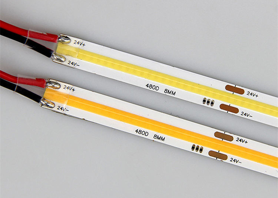 12V / 24V COB LED দড়ি উচ্চ CRI 90 480LEDs/M COB LED স্ট্রিপ লাইট