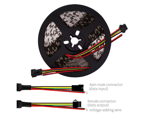 DC12V ডিজিটাল ডুয়াল সিগন্যাল লাইন LED স্ট্রিপ নমনীয় টেপ WS2815 SMD5050 IP20 60led 60Pixel RGB WS2815b IC